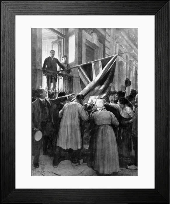 Framed Print : Belgian people kissing the Union Jack
