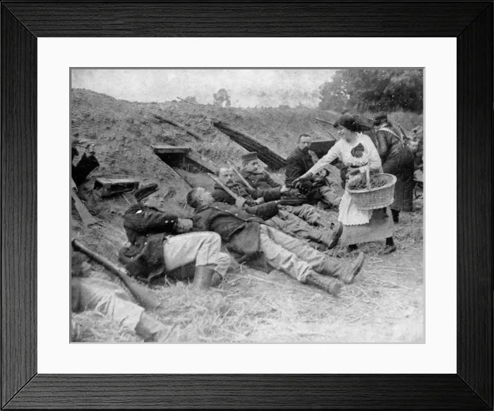 Framed Print : Belgian women giving out walnuts Framed Print : Belgian women giving out walnuts