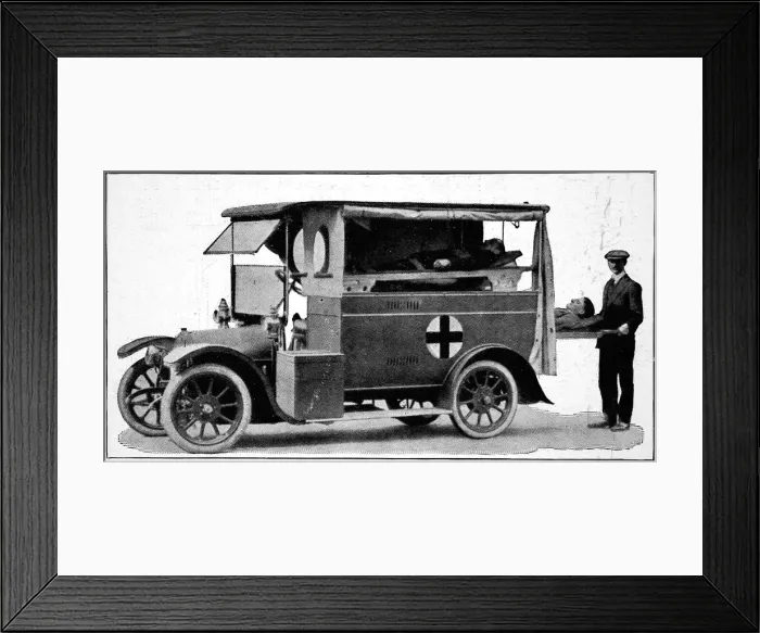 Framed Print : Ambulance. A 12-15 horsepower FIAT motor ambulance equipped with two stretchers, Framed Print : Ambulance. A 12-15 horsepower FIAT motor ambulance equipped with two stretchers,