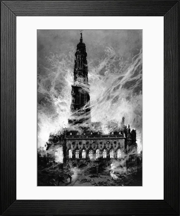 Framed Print : The Burning of the Hotel de Ville at Arras Framed Print : The Burning of the Hotel de Ville at Arras