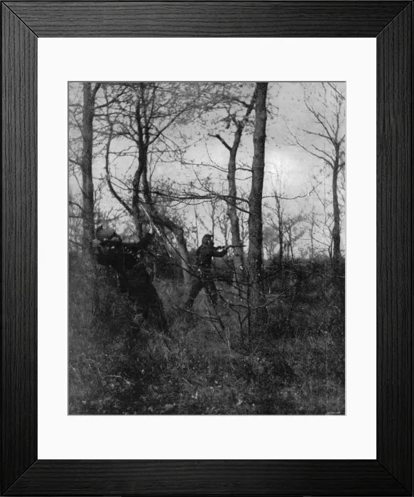 Framed Print : Hit. A photograph taken by a French dragoon showing a fellow soldier struck Framed Print : Hit. A photograph taken by a French dragoon showing a fellow soldier struck