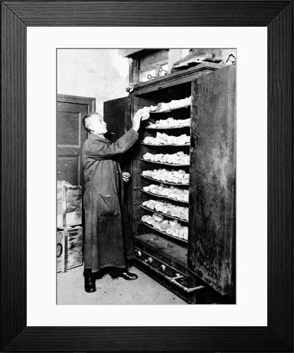 Framed Print : Stone fragments in the bakery of an archaeological laborator