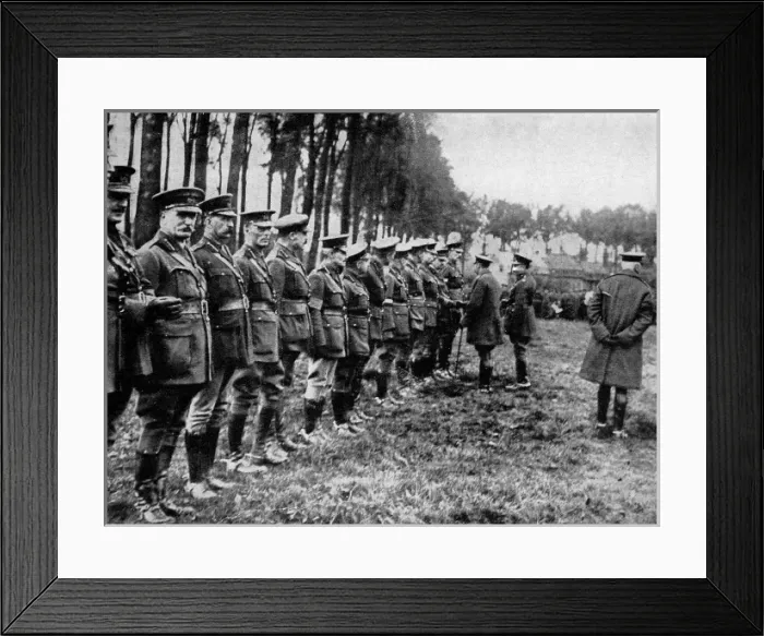 Framed Print : George V speaking to Canadian officers Framed Print : George V speaking to Canadian officers