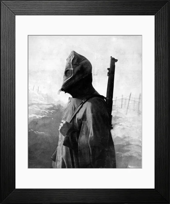 Framed Print : British soldier in a new gas-mask Framed Print : British soldier in a new gas-mask
