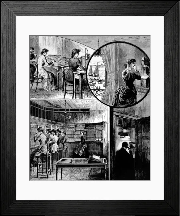 Framed Print : Women telephone operators Framed Print : Women telephone operators