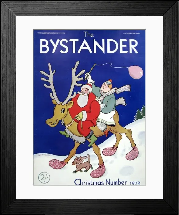 Framed Print : Father & Mother Christmas riding a reindeer Framed Print : Father & Mother Christmas riding a reindeer