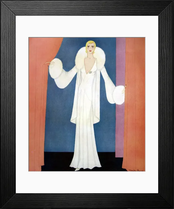 Framed Print : White crepe evening frock, by Gordon Conway Framed Print : White crepe evening frock, by Gordon Conway