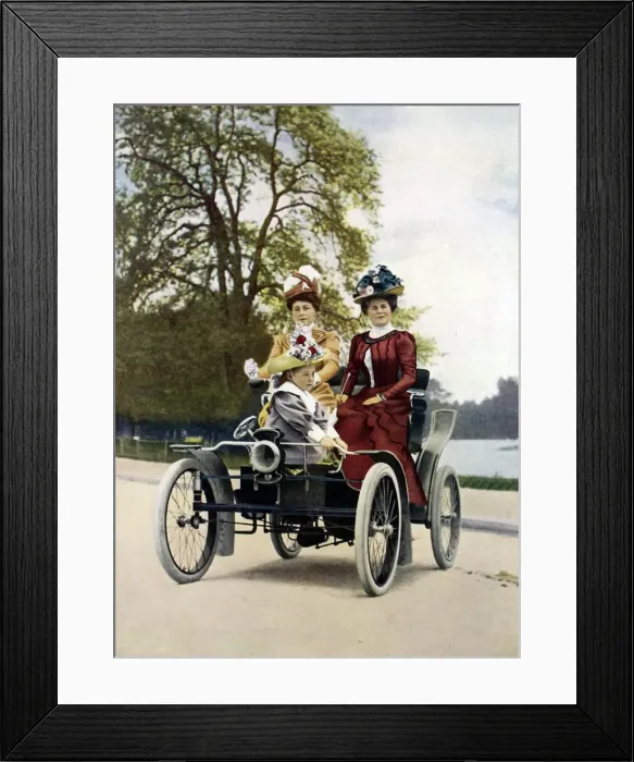 Framed Print : Motoring in the Bois in style in 1900: Vis-a Vis style Framed Print : Motoring in the Bois in style in 1900: Vis-a Vis style