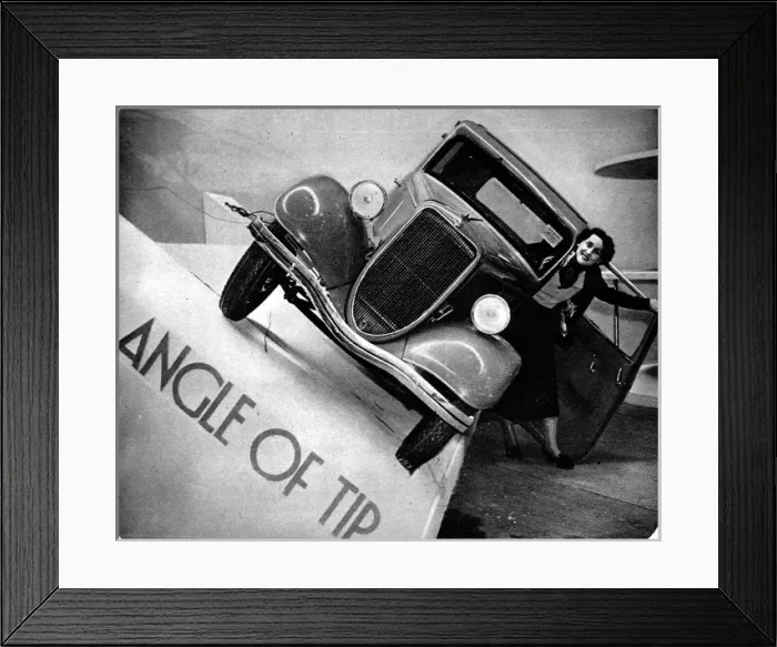 Framed Print : Safe angle of tip on Ford car