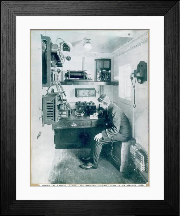 Framed Print : Communications Room on an Atlantic liner