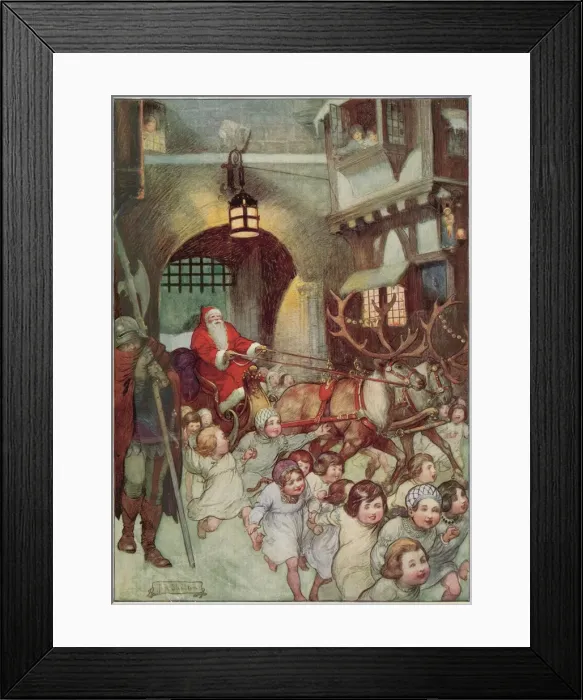 Framed Print : Father Christmas Enters by the City Gate Framed Print : Father Christmas Enters by the City Gate