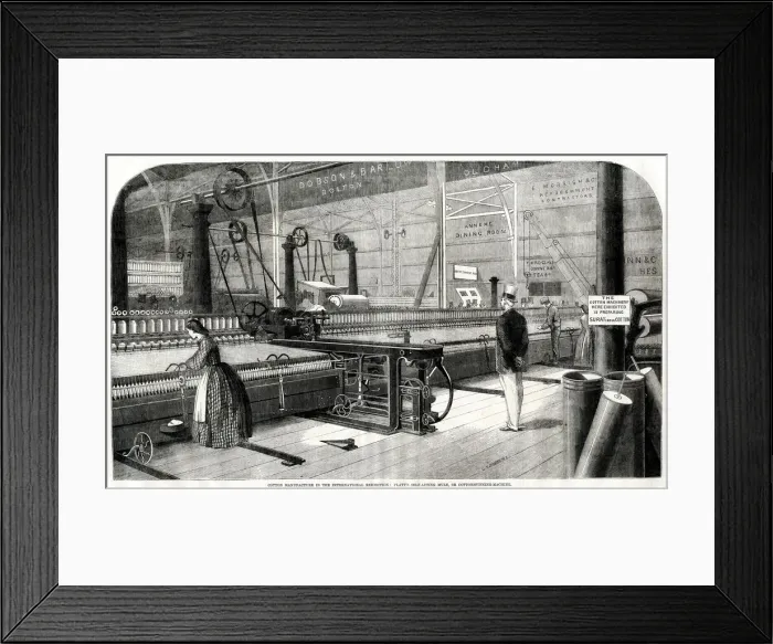 Framed Print : Cotton Spinning Machine 1862 Framed Print : Cotton Spinning Machine 1862