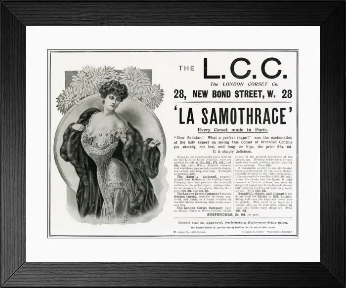 Framed Print : Advert for L. C. C. womens corsets 1904 Framed Print : Advert for L. C. C. womens corsets 1904