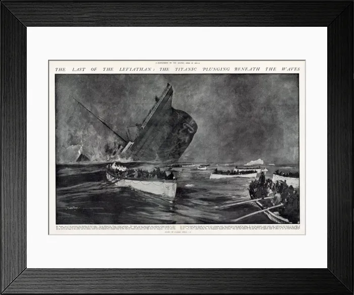 Framed Print : The last of the Leviathan: the Titanic plunging beneath the waves