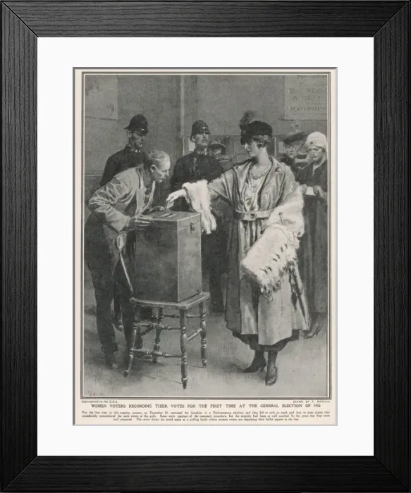 Framed Print : Women Recording their Vote for the First Time Framed Print : Women Recording their Vote for the First Time