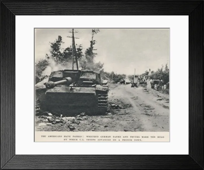 Framed Print : Burnt out German tank, Normandy; Second World War, 1944 Framed Print : Burnt out German tank, Normandy; Second World War, 1944