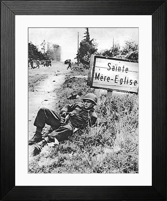 Framed Print : American Paratrooper near St. Mere Eglise; Second World War