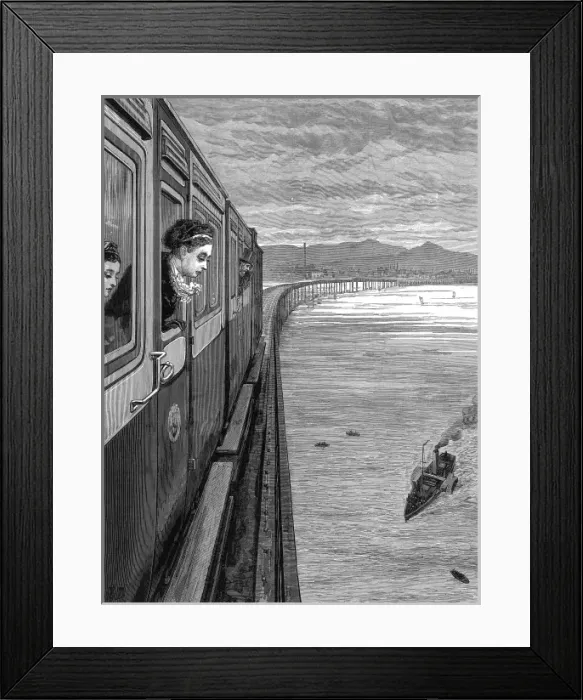 Framed Print : Queen Victoria travelling over the Tay bridge Framed Print : Queen Victoria travelling over the Tay bridge