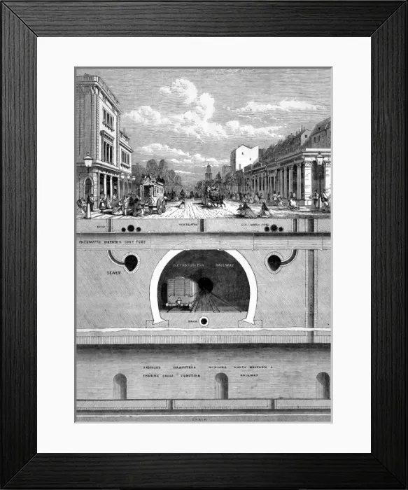 Framed Print : Underground works at junction of Hampstead Road and Euston Framed Print : Underground works at junction of Hampstead Road and Euston