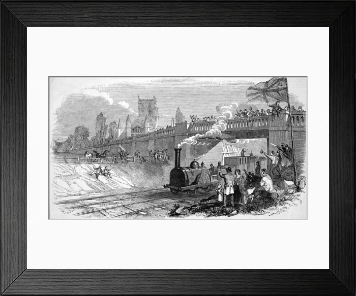 Framed Print : First locomotive, passing Great Grimsby Church