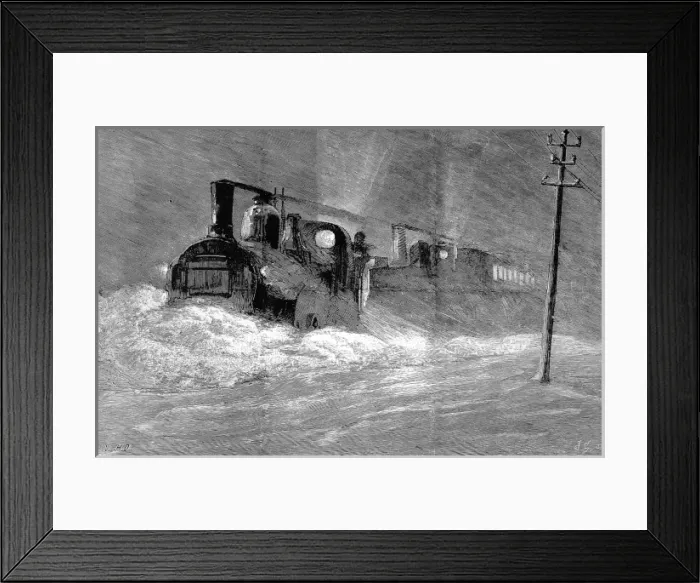 Framed Print : Snow blizzard blocking the North Eastern train