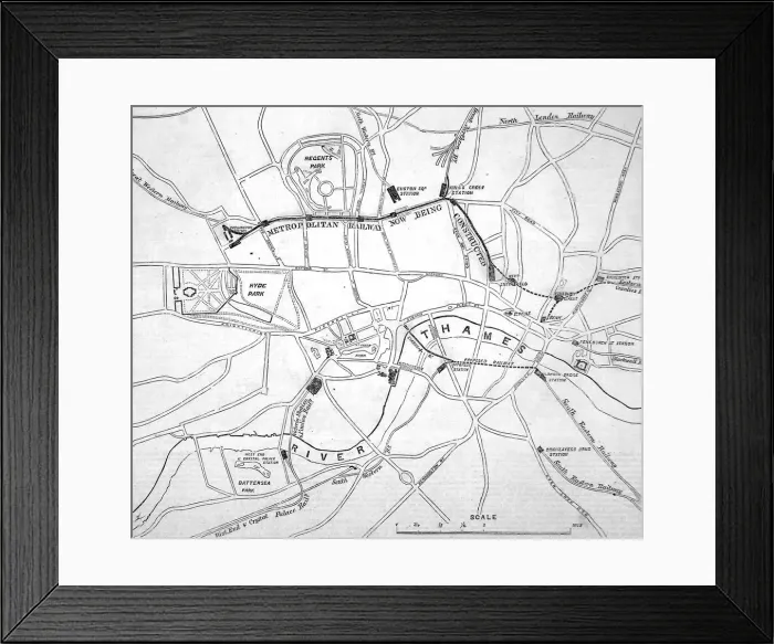 Framed Print : Plan of the Metropolitan Railway Framed Print : Plan of the Metropolitan Railway