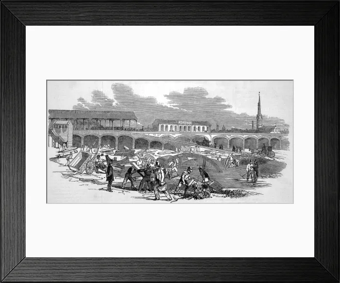 Framed Print : Extension of South Western railway to Waterloo Bridge Framed Print : Extension of South Western railway to Waterloo Bridge