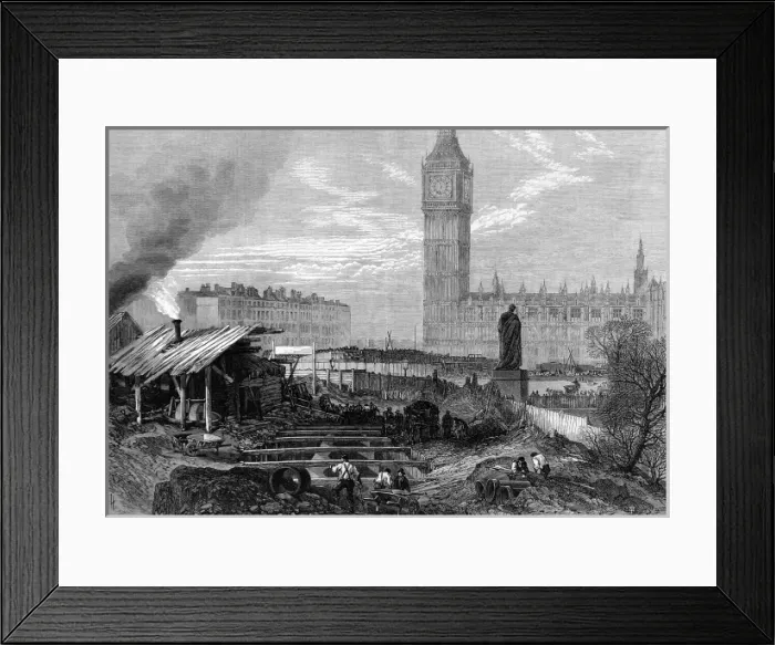 Framed Print : Metropolitan railway works at Westminster Framed Print : Metropolitan railway works at Westminster