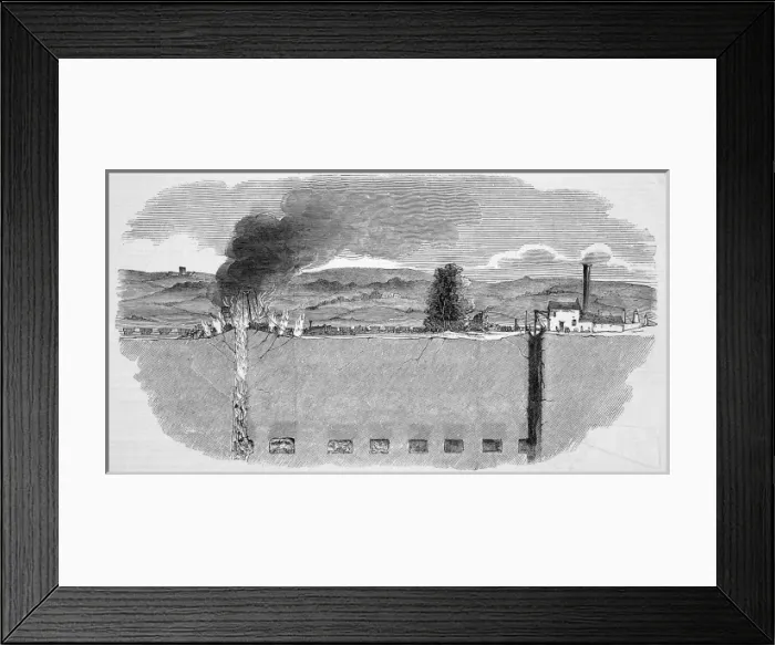 Framed Print : Coal mine fire at Astley, near Manchester