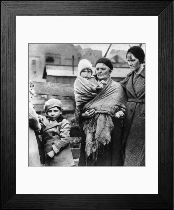 Framed Print : A family group waiting for news at the pit head, Gresford Co Framed Print : A family group waiting for news at the pit head, Gresford Co