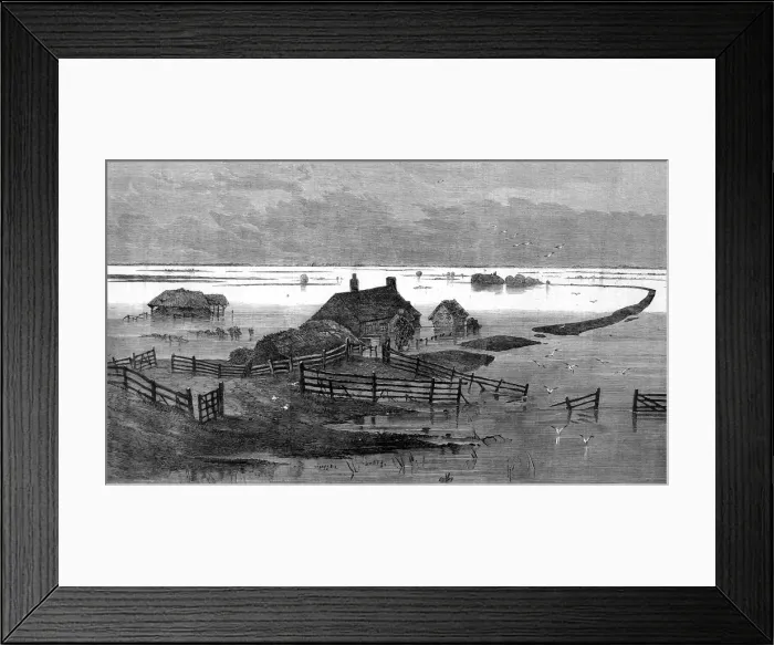 Framed Print : The flooded fens around the Coffer Dam. Farmland drowned in