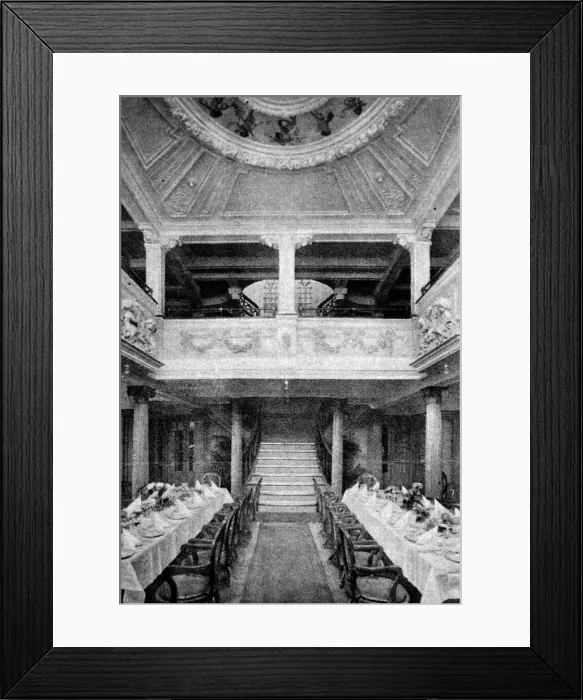Framed Print : The first class dining hall, Interior from the lost liner, V Framed Print : The first class dining hall, Interior from the lost liner, V