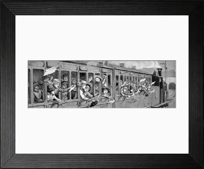 Framed Print : Children on board a train off on a school trip Framed Print : Children on board a train off on a school trip
