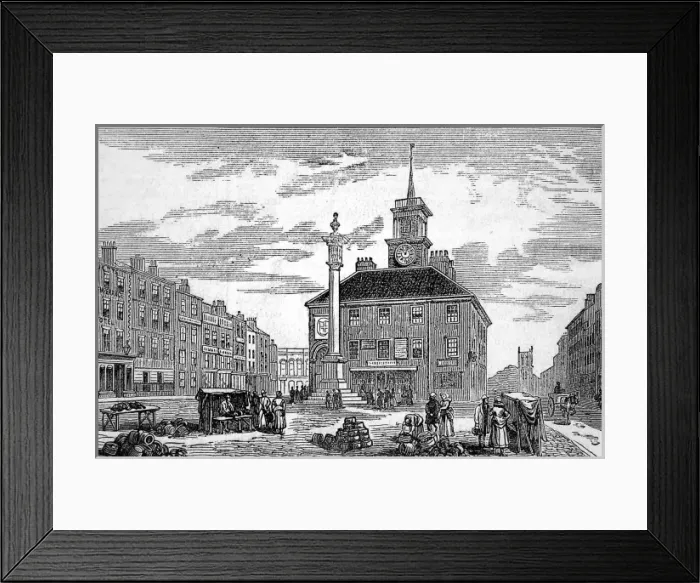 Framed Print : Stockton maket place, celebrations for the railway jubilee a Framed Print : Stockton maket place, celebrations for the railway jubilee a