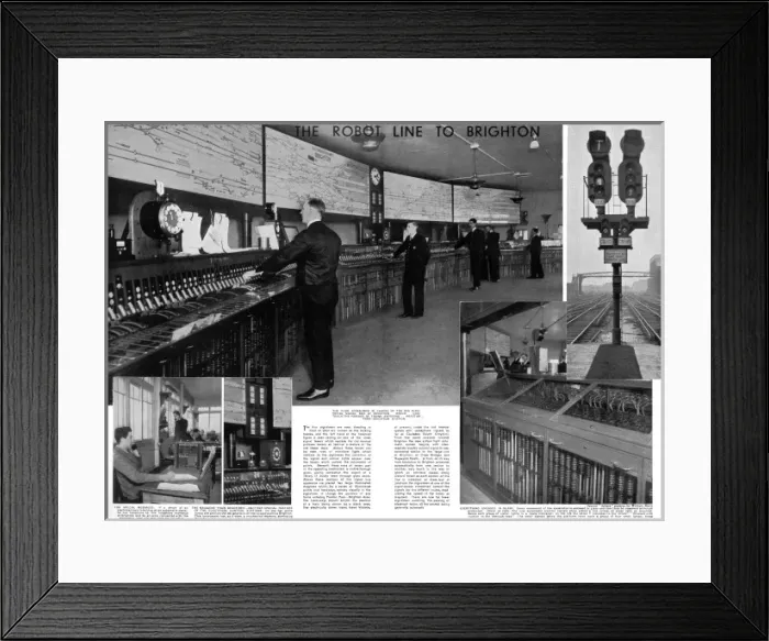 Framed Print : The four men in charge of the signal box at Brighton