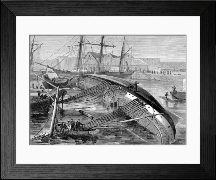 Framed Print : Acccident in London docks, the ship Eastminster, when it cap Framed Print : Acccident in London docks, the ship Eastminster, when it cap