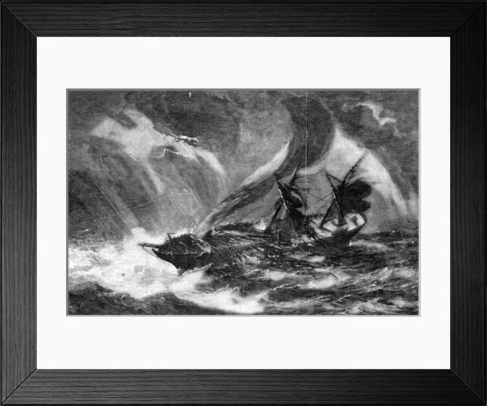 Framed Print : The Asia, dismastered by a waterspout, on her passage to Bom Framed Print : The Asia, dismastered by a waterspout, on her passage to Bom