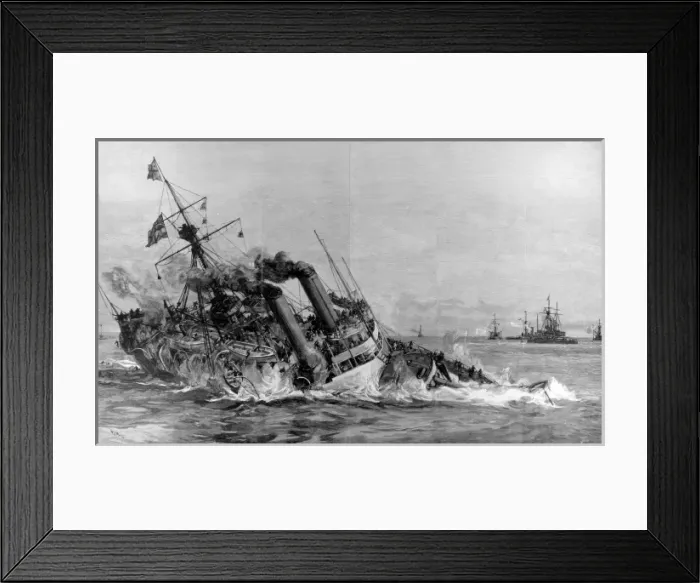 Framed Print : The loss of HMS Victoria the flagship after being rammed by Framed Print : The loss of HMS Victoria the flagship after being rammed by