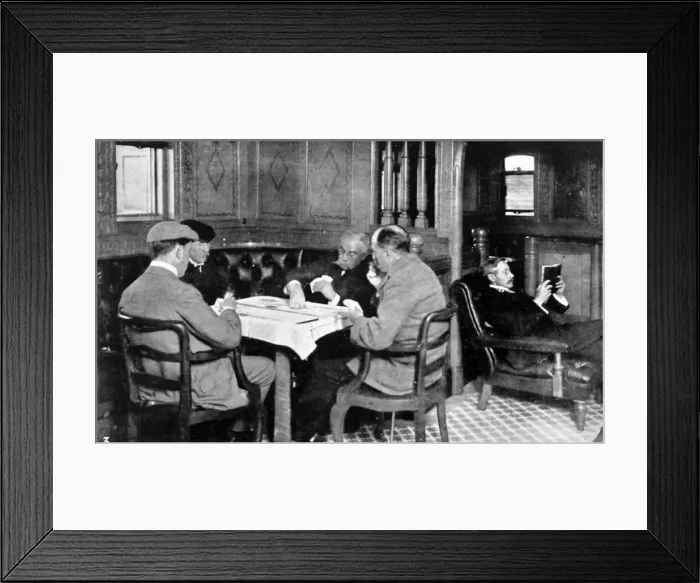 Framed Print : Recreations on board the Empress of Ireland, a game of cards Framed Print : Recreations on board the Empress of Ireland, a game of cards