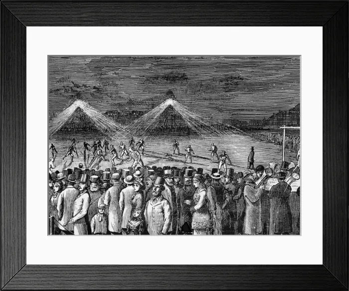 Framed Print : Football by the new electric light at Kennington Oval