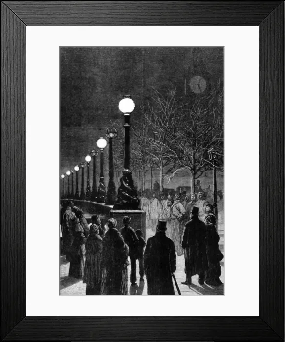 Framed Print : The Electric Light on the Thames Embankment Framed Print : The Electric Light on the Thames Embankment