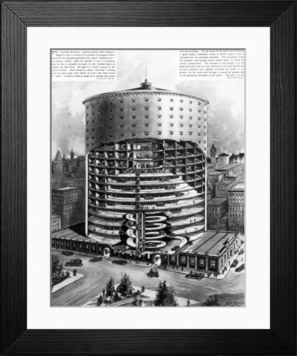 Framed Print : To solve Londons car-garaging problem? A skyscraper Park Framed Print : To solve Londons car-garaging problem? A skyscraper Park