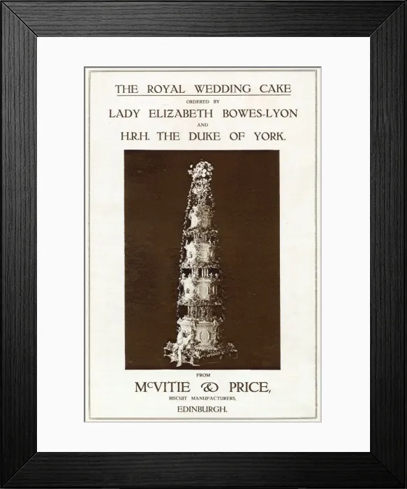 Framed Print : Advertisement for the 10ft high royal wedding of the Duke of York to Lady Elizabeth