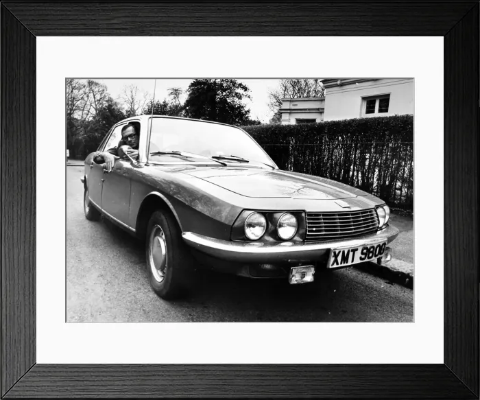 Framed Print : Peter Easton & his NSU car