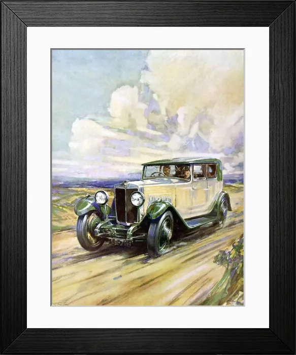 Framed Print : M. G. Six Sports car Illustration
