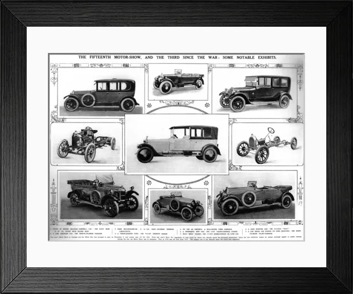 Framed Print : Spread of car exhibits from the 15th Olympia Motor exhibitio