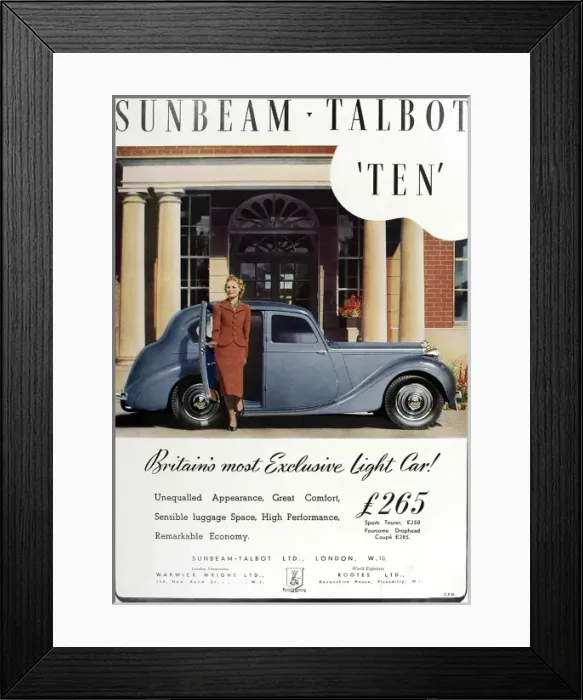 Framed Print : Advertisement for Sunbeam Talbot car