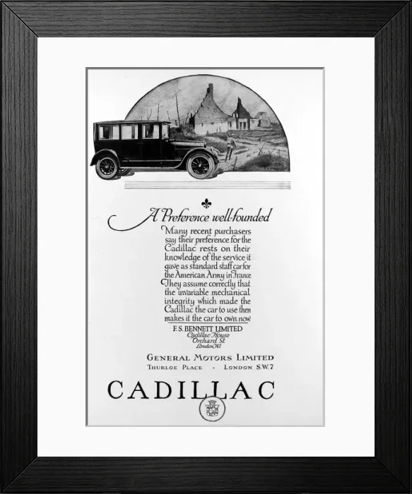 Framed Print : Advertisement for Cadillac cars Framed Print : Advertisement for Cadillac cars