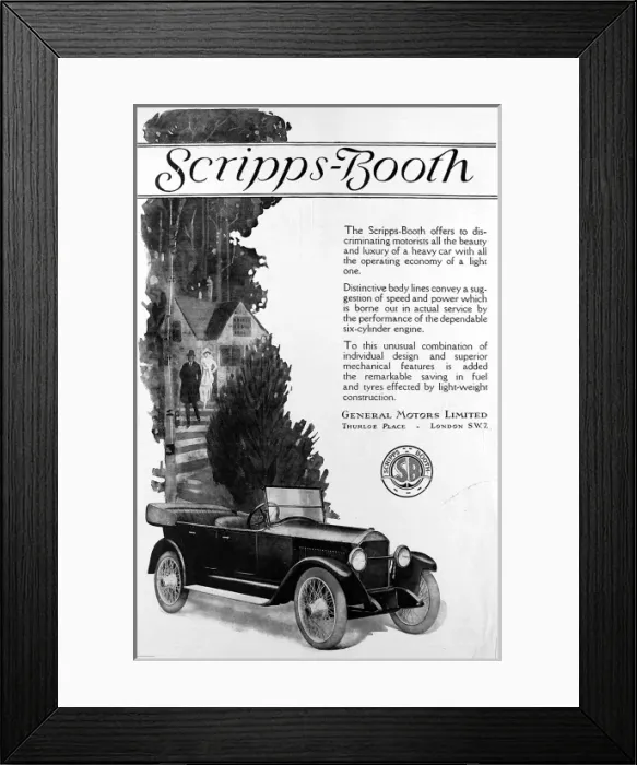 Framed Print : Advertisement for Scripps-Booth car Framed Print : Advertisement for Scripps-Booth car