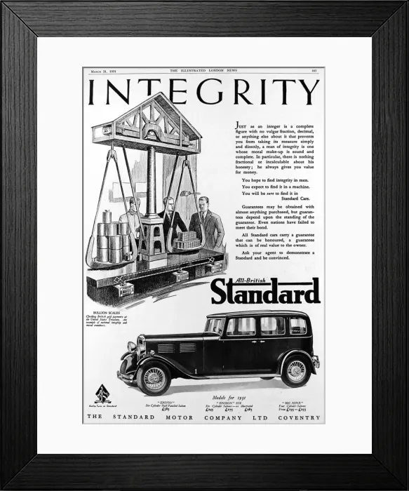 Framed Print : Advertisement for British Standard car Framed Print : Advertisement for British Standard car